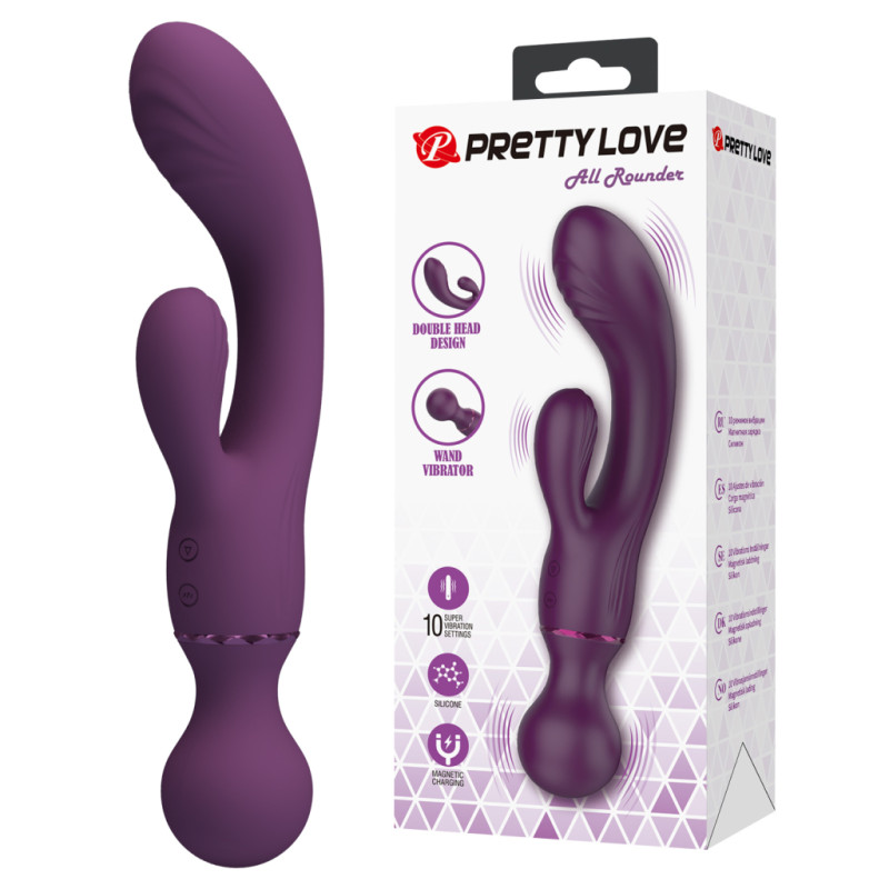 Вибратор-кролик с вибромассажером Pretty Love All Rounder