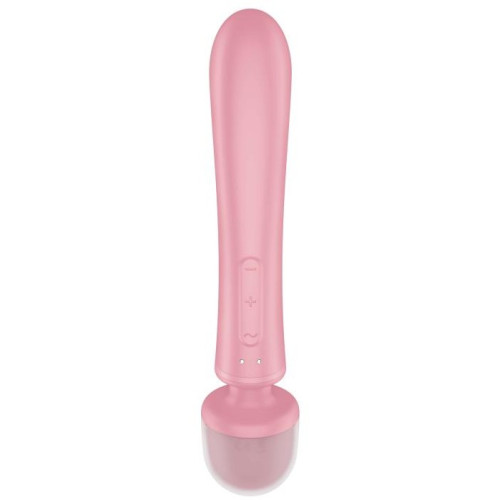 Двусторонний вибратор с клиторальным стимулятором Wand + Rabbit Triple Lover Pink Satisfyer