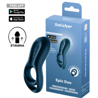 Эрекционное кольцо с вибрацией синее Epic Duo Satisfyer
