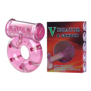 Эрекционное кольцо с вибрацией Baile Pink Butterfly Ring