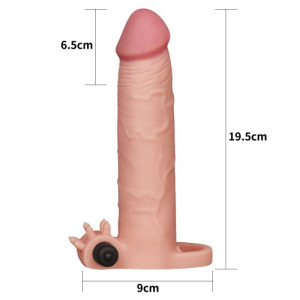 Удлиняющая насадка на пенис с вибрацией X-Tender Penis Sleeve телесная + 5 см (иной угол)
