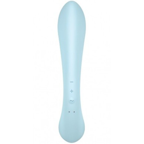 Двусторонний вибратор с клиторальным стимулятором Triple Oh Blue Satisfyer