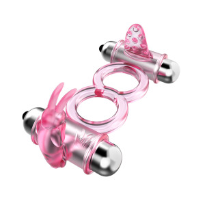Двойное эрекционное кольцо Baile Bunny Snuggles Cock Clit Ring (иной угол)