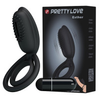 Эрекционное двойное кольцо с вибропулей Pretty Love Esther