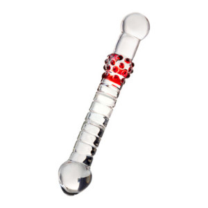 Двусторонний стеклянный фаллос Sexus Glass 22 см (иной угол)