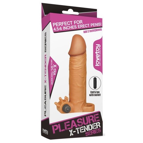 Удлиняющая насадка на пенис с вибрацией X-Tender Penis Sleeve мулат + 5 см