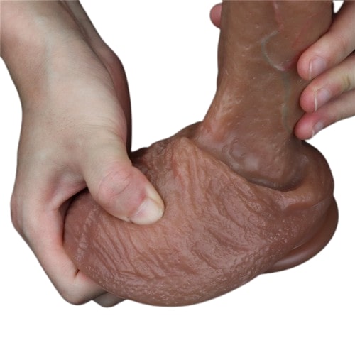 Рельефный фаллос-мулат с мошонкой Lovetoy Silicone Cock 20 см
