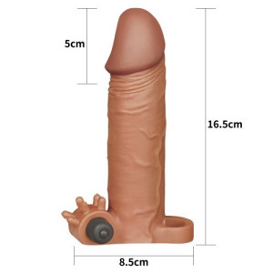 Удлиняющая насадка на пенис с вибрацией X-Tender Penis Sleeve мулат + 5 см (иной угол)