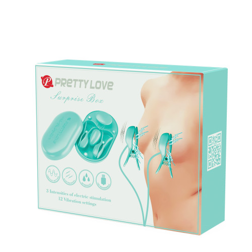Виброклипсы с электростимуляцией в кейсе Surprise Box Pretty Love