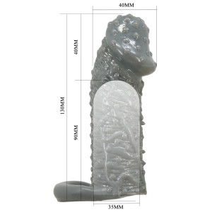 Увеличивающая насадка на пенис с рельефом серая Pretty Love Realistic Penis Sleeve Fogg (иной угол)