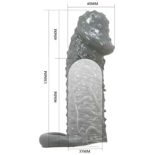 Увеличивающая насадка на пенис с рельефом серая Pretty Love Realistic Penis Sleeve Fogg