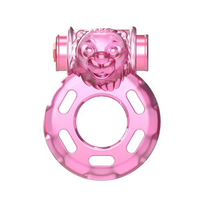Эрекционное кольцо с вибрацией Baile Pink Bear-Head Vibrating Ring (иной угол)