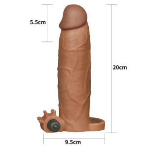 Удлиняющая насадка на пенис с вибрацией X-Tender Penis Sleeve мулат + 5,5 см (иной угол)