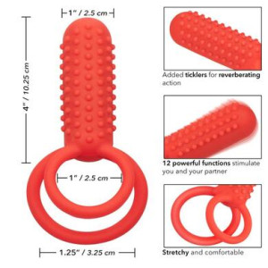 Двойное виброкольцо с насадкой для двойного проникновения Silicone Rechargeable Vertical Dual Enhancer (иной угол)