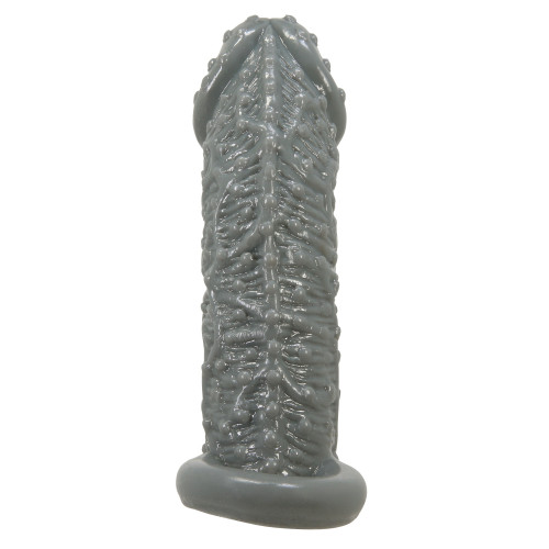 Увеличивающая насадка на пенис с рельефом серая Pretty Love Realistic Penis Sleeve Fogg