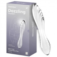 Двусторонний фаллоимитатор из стекла прозрачный Dazzling Crystal 1 Satisfyer