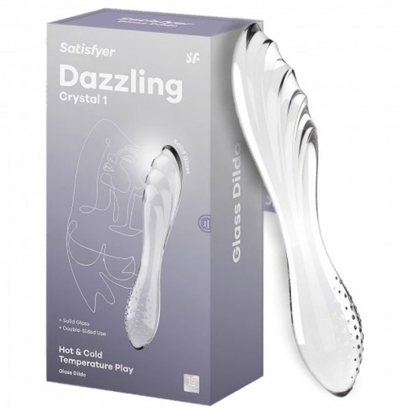 Двусторонний фаллоимитатор из стекла прозрачный Dazzling Crystal 1 Satisfyer