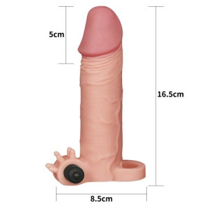 Удлиняющая насадка на пенис с вибрацией X-Tender Penis Sleeve телесная + 5 см (иной угол)