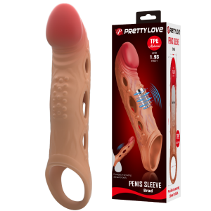 Удлиняющая насадка на пенис с вибрацией Pretty Love Penis Sleeve Brad
