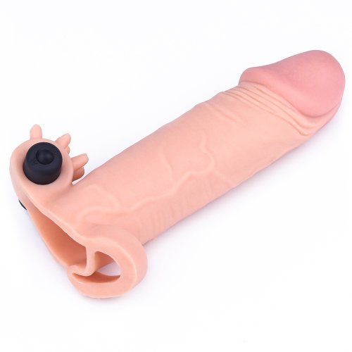 Удлиняющая насадка на пенис с вибрацией X-Tender Penis Sleeve телесная + 5 см