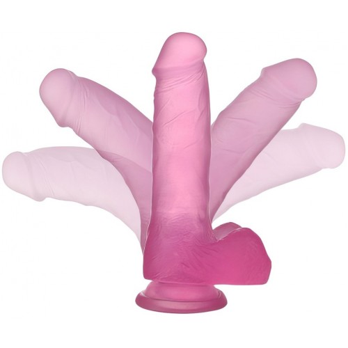 Розовый фаллос Jelly Studs Crystal Dildo Medium 18 см