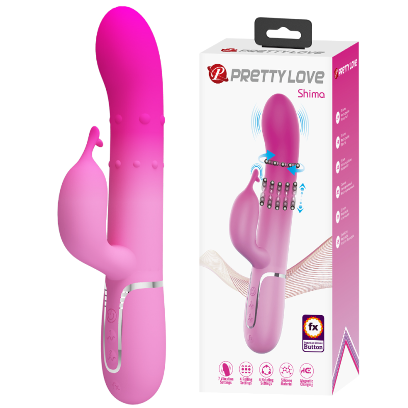 Вибратор-кролик с вращающимися шариками Pretty Love Shima