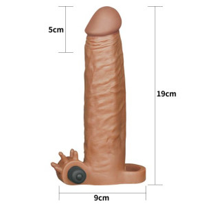 Удлиняющая насадка с вибрацией мулат Super-Realistic Penis + 5 см (иной угол)
