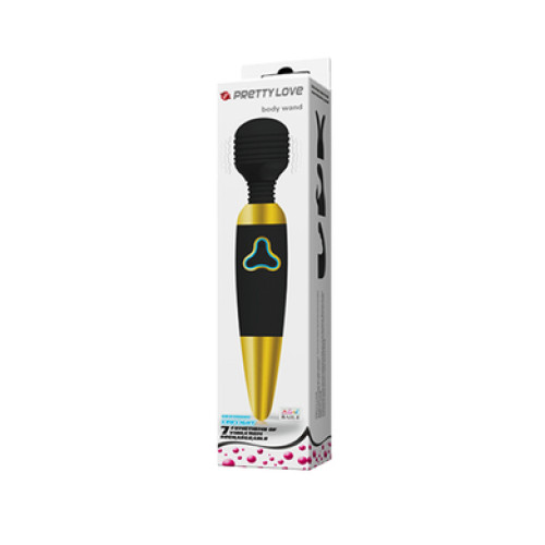 Вибромассажер Pretty Love Body Wand с 7 функциями вибрации черно-золотой