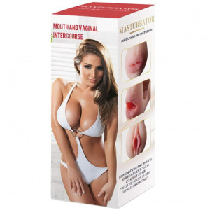 Двойной мастурбатор вагина и ротик с зубками Vagina-Oral sex with teeth 2 в 1 (иной угол)