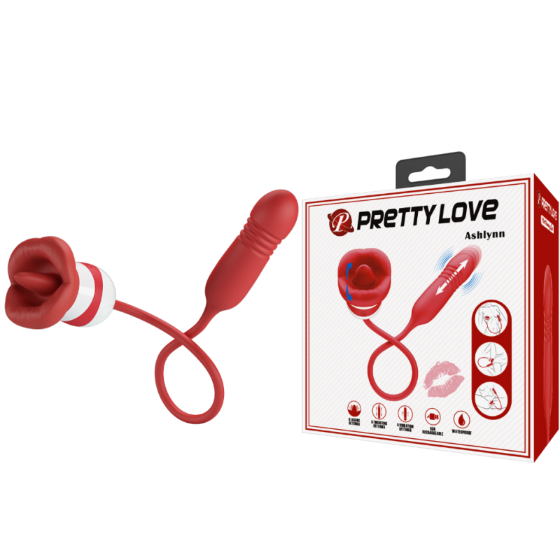 Двойной стимулятор: орал-симулятор + вибратор с фрикциями Pretty Love Ashlynn