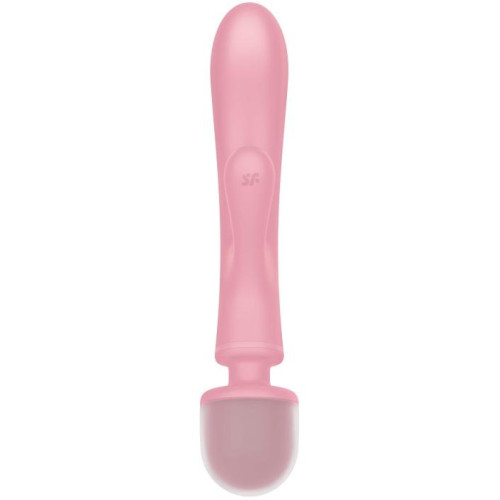 Двусторонний вибратор с клиторальным стимулятором Wand + Rabbit Triple Lover Pink Satisfyer