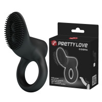 Виброкольцо с клиторальным стимулятором Pretty Love Cobra черное