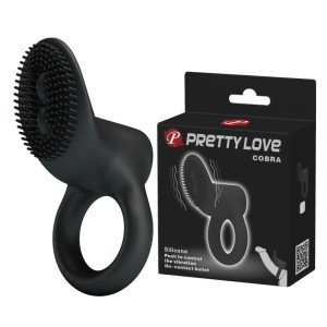 Виброкольцо с клиторальным стимулятором Pretty Love Cobra черное