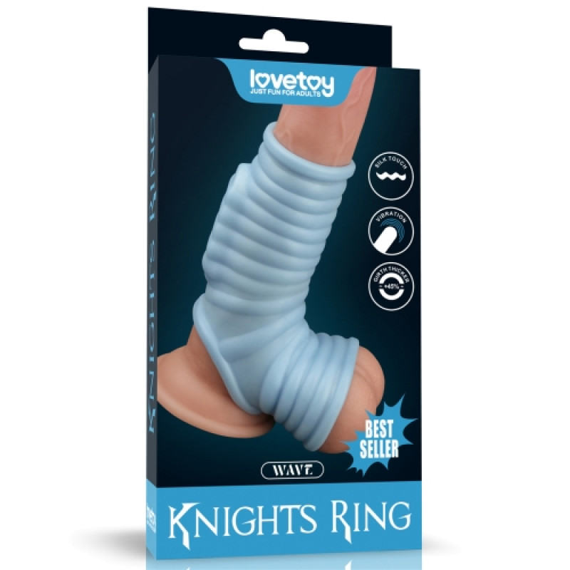 Рельефная вибронасадка на пенис и мошонку Vibrating Wave Knights Ring with Scrotum Sleeve