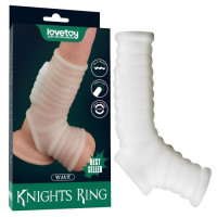 Рельефная вибронасадка на пенис и мошонку Vibrating Wave Knights Ring with Scrotum Sleeve