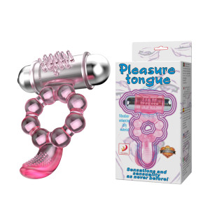 Эрекционное кольцо с вибрацией Baile Pleasure Tongue