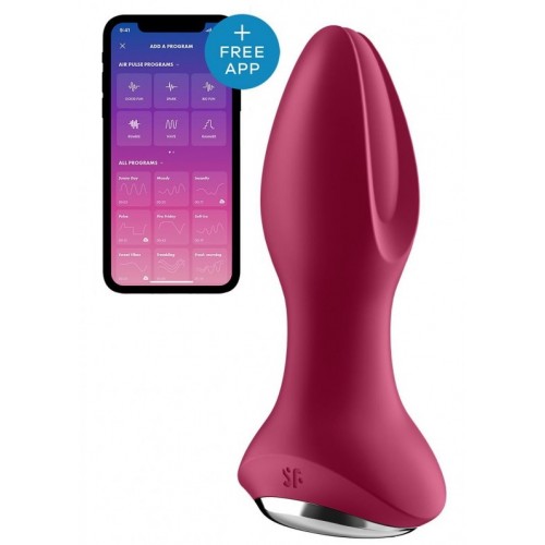 Анальный смарт-стимулятор с вибрацией и ротацией фуксия Rotator Plug 2+ Satisfyer