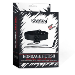 Ошейник с поводком на цепи Bondage Fetish Black Matt Collar With Leash (иной угол)
