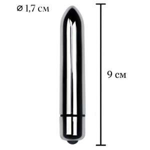 Серебристая вибропуля X-Basic Bullet Long Lovetoy с 10 режимами вибрации (иной угол)