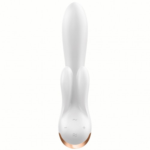 Смарт-вибратор с клиторальным стимулятором белый Double Flex Satisfyer