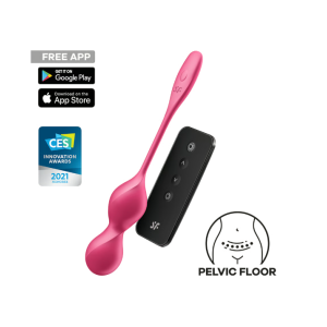 Смарт-виброшарики с пультом ДУ красные Love Birds 2 Satisfyer (иной угол)