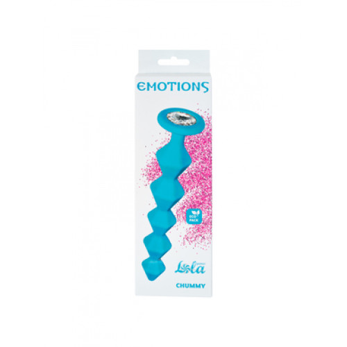 Анальная цепочка бирюзовая с прозрачным кристаллом Emotions Chummy