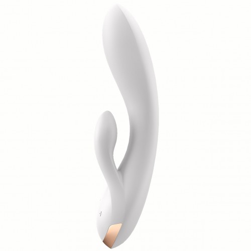 Смарт-вибратор с клиторальным стимулятором белый Double Flex Satisfyer