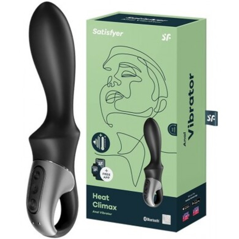 Анальный смарт-вибратор с функцией нагрева черный Heat Climax Satisfyer