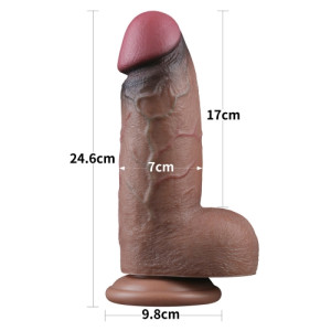 Реалистичный фаллоимитатор на присоске Dual Layered Silicone Cock 24.6 см. (иной угол)