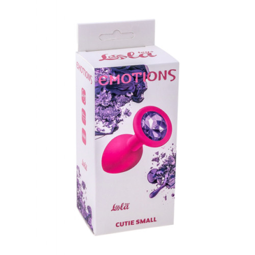 Анальная пробка розовая с фиолетовым кристаллом Emotions Cutie Small