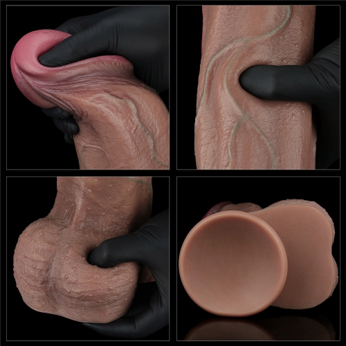 Реалистичный фаллоимитатор на присоске Dual Layered Silicone Cock 28 см.