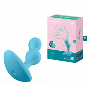 Анальный смарт-стимулятор с вибрацией голубой Deep Diver Satisfyer