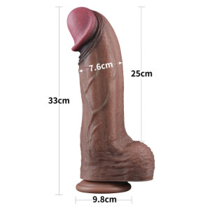 Реалистичный фаллоимитатор на присоске Dual Layered Silicone Cock 28 см. (иной угол)