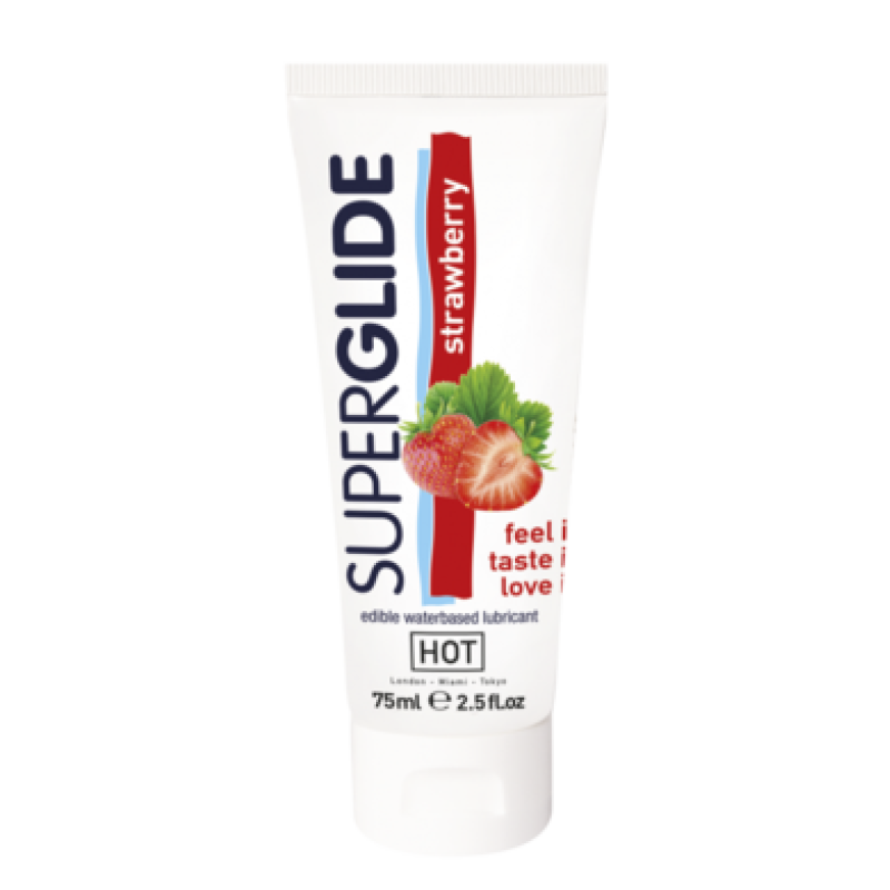 Орально-вагинальная съедобная смазка со вкусом клубники Superglide (75 мл)